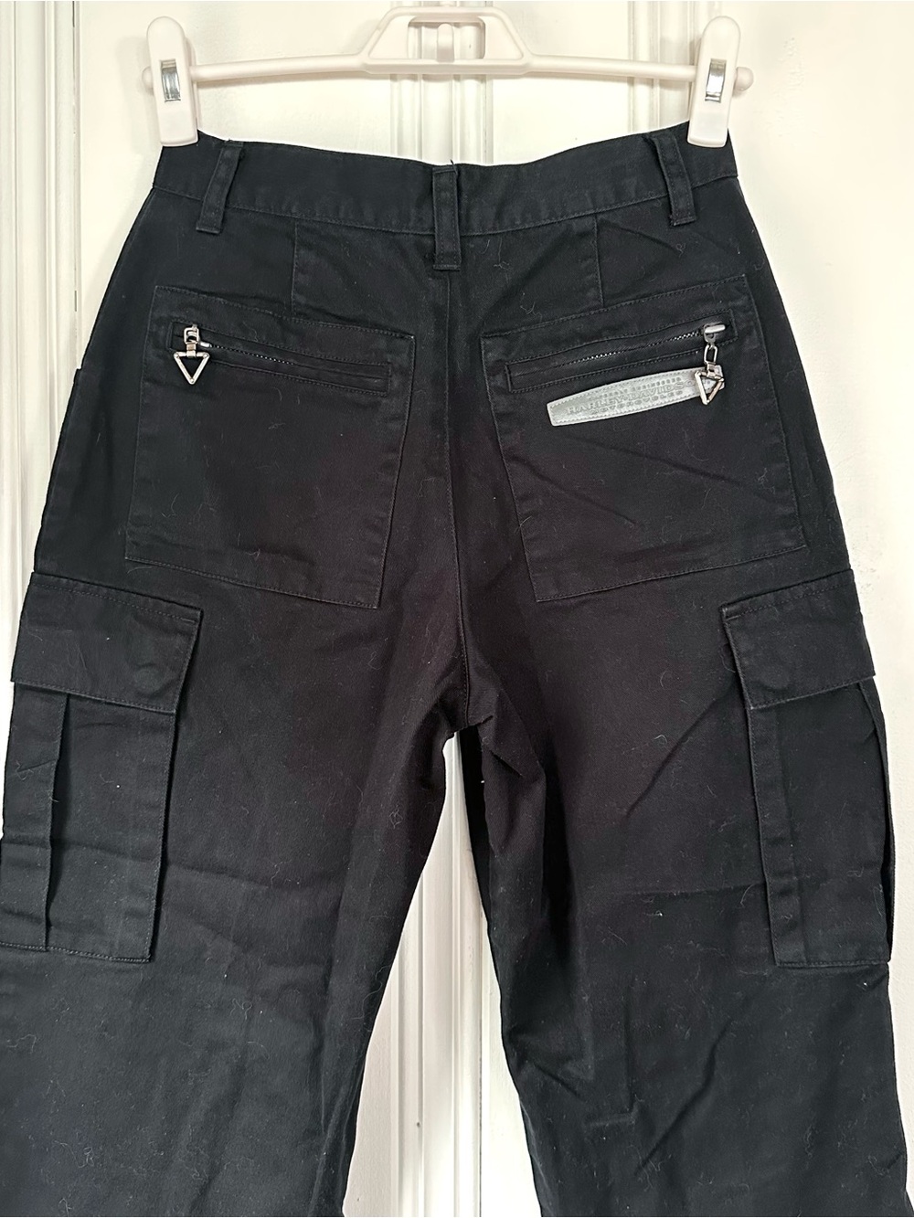 Y2K Harley Davidson Women’s 4 Black Cargo Pants with Zip Pockets